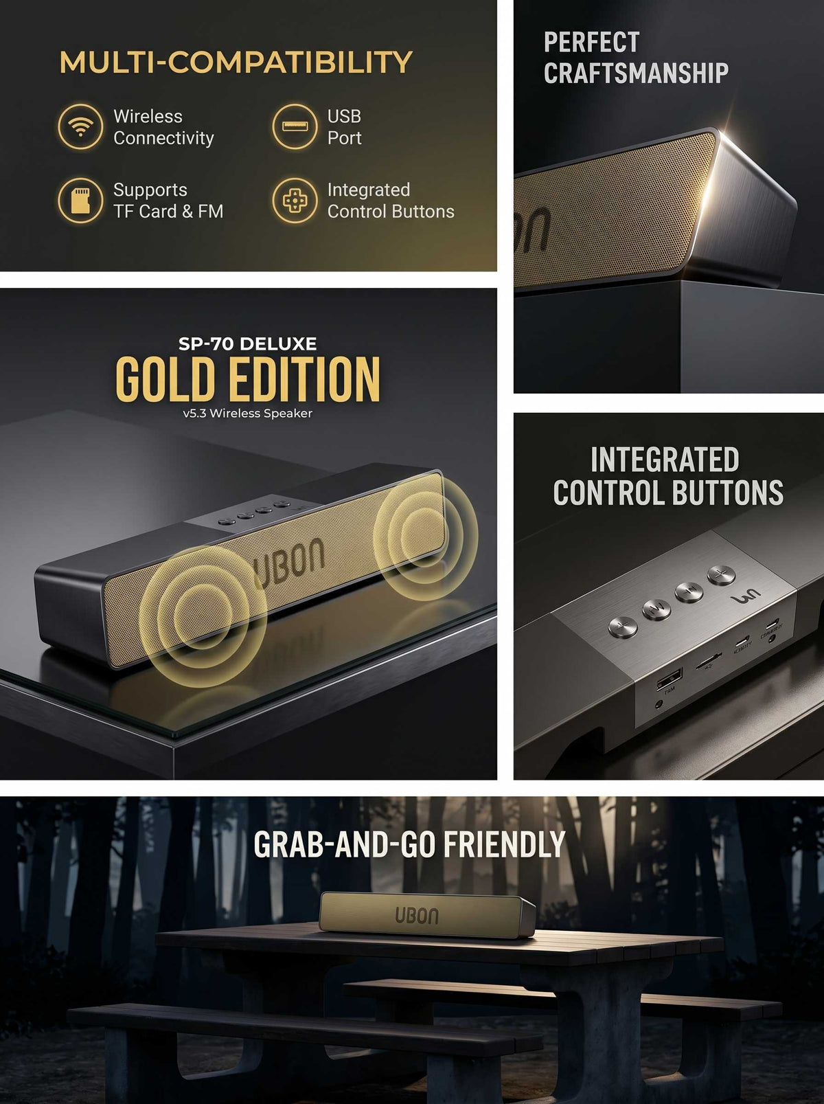 Ubon Gold Edition Sp-70 Deluxe Portable Speaker