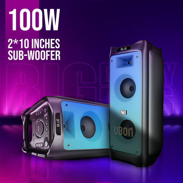 UBON HT-1560 Blaster 2.0 Party Speaker: 100W Power, RGB Lights, & Wireless Mics for Ultimate Sound