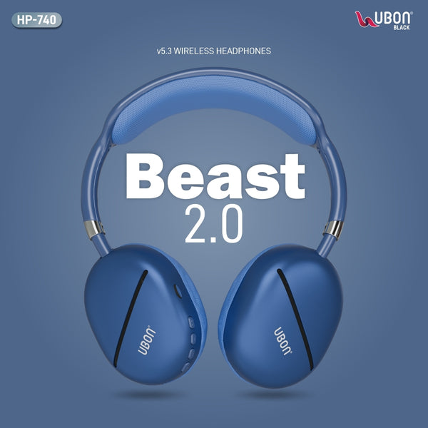 UBON HP-740 Beast Wireless Headphone: Experience 40 Hours of Real Stereo Sound and Comfort