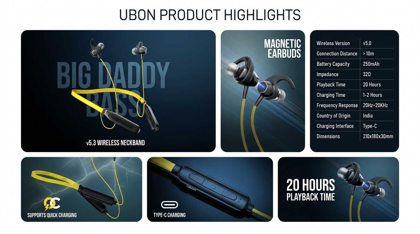 Ubon Bass Factory 2.0 BT-5200 Wireless Neckband