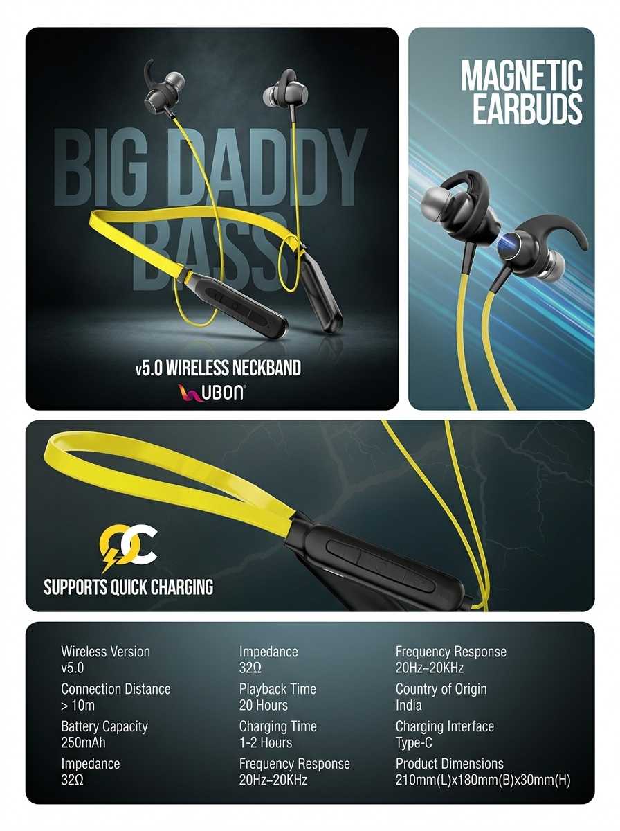 Ubon Bass Factory 2.0 BT-5200 Wireless Neckband