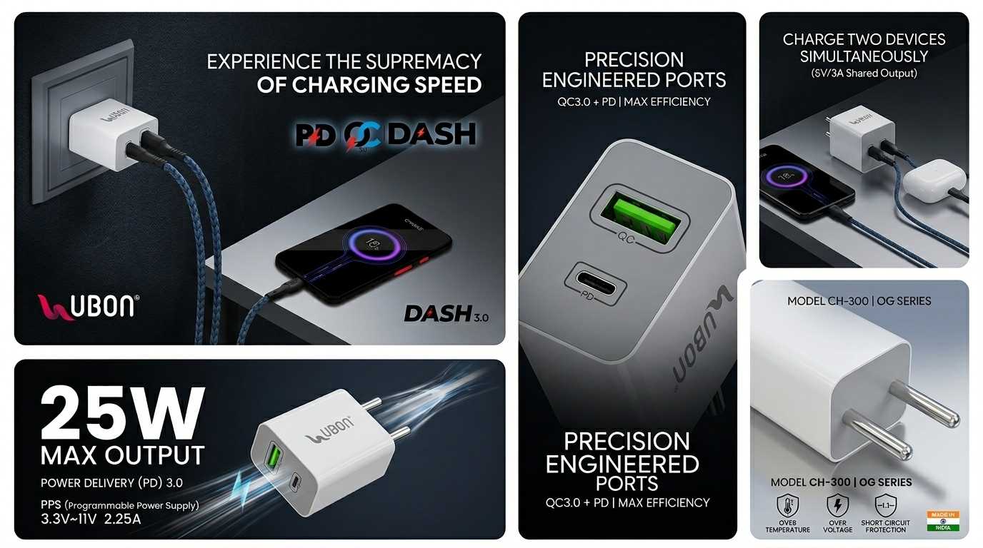 UBON CH-300 OG SERIES 25-Watt Mobile Charger
