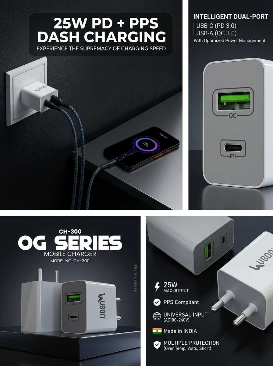 UBON CH-300 OG SERIES 25-Watt Mobile Charger