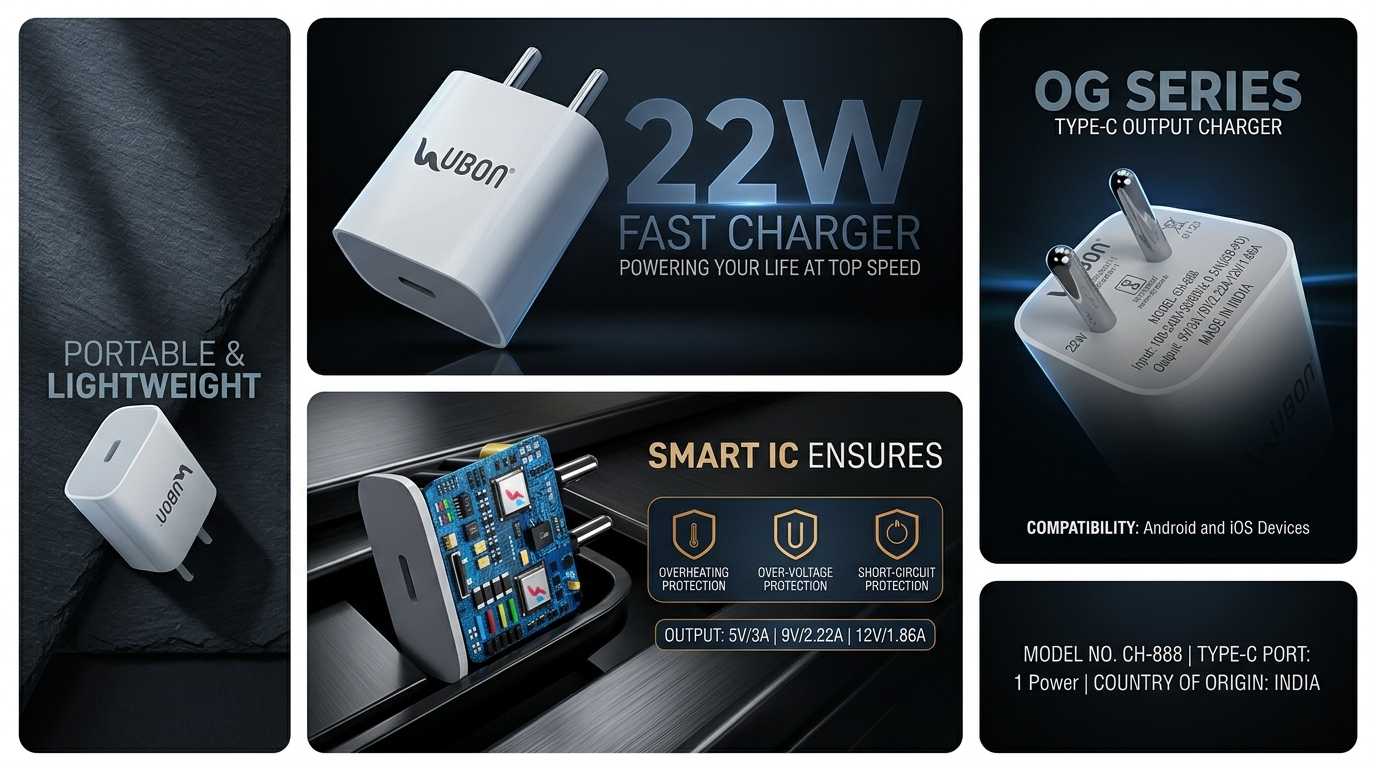 UBON CH-888 OG SERIES 22-Watt charger