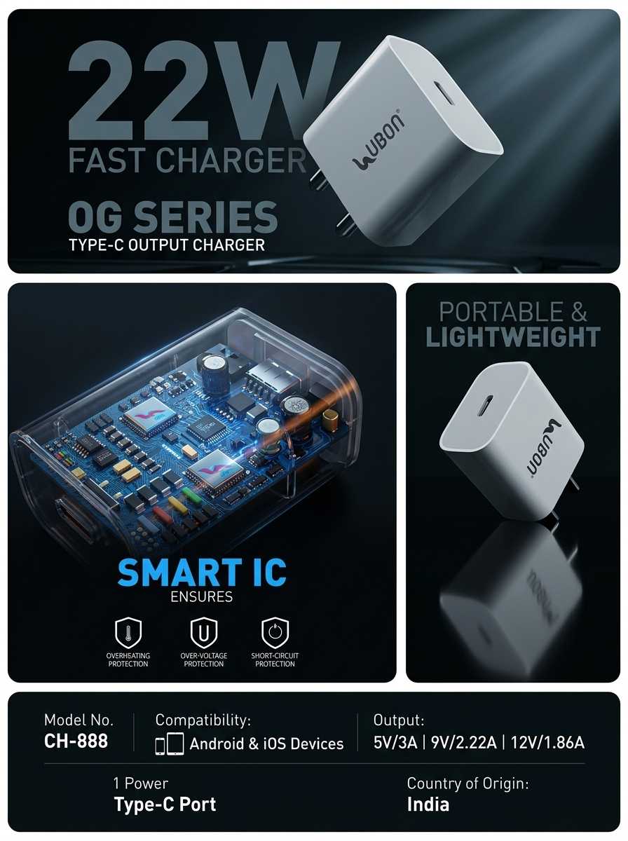 UBON CH-888 OG SERIES 22-Watt charger