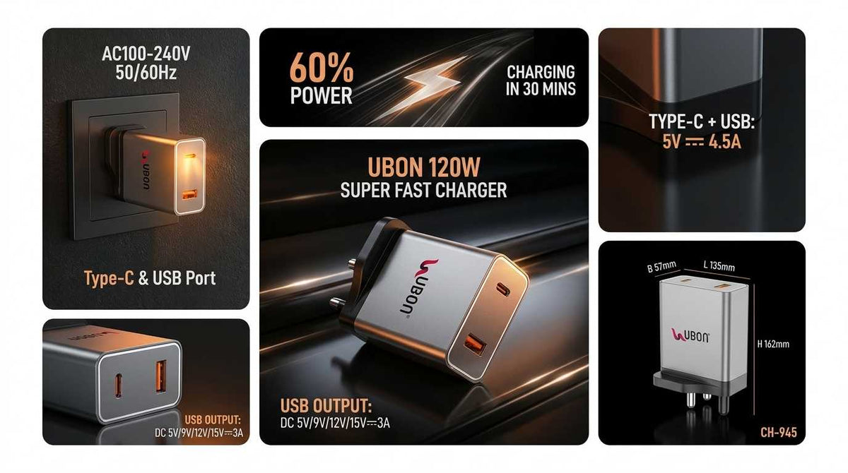 UBON CH-945 Boss Series Dual Port Fast Wall Charger