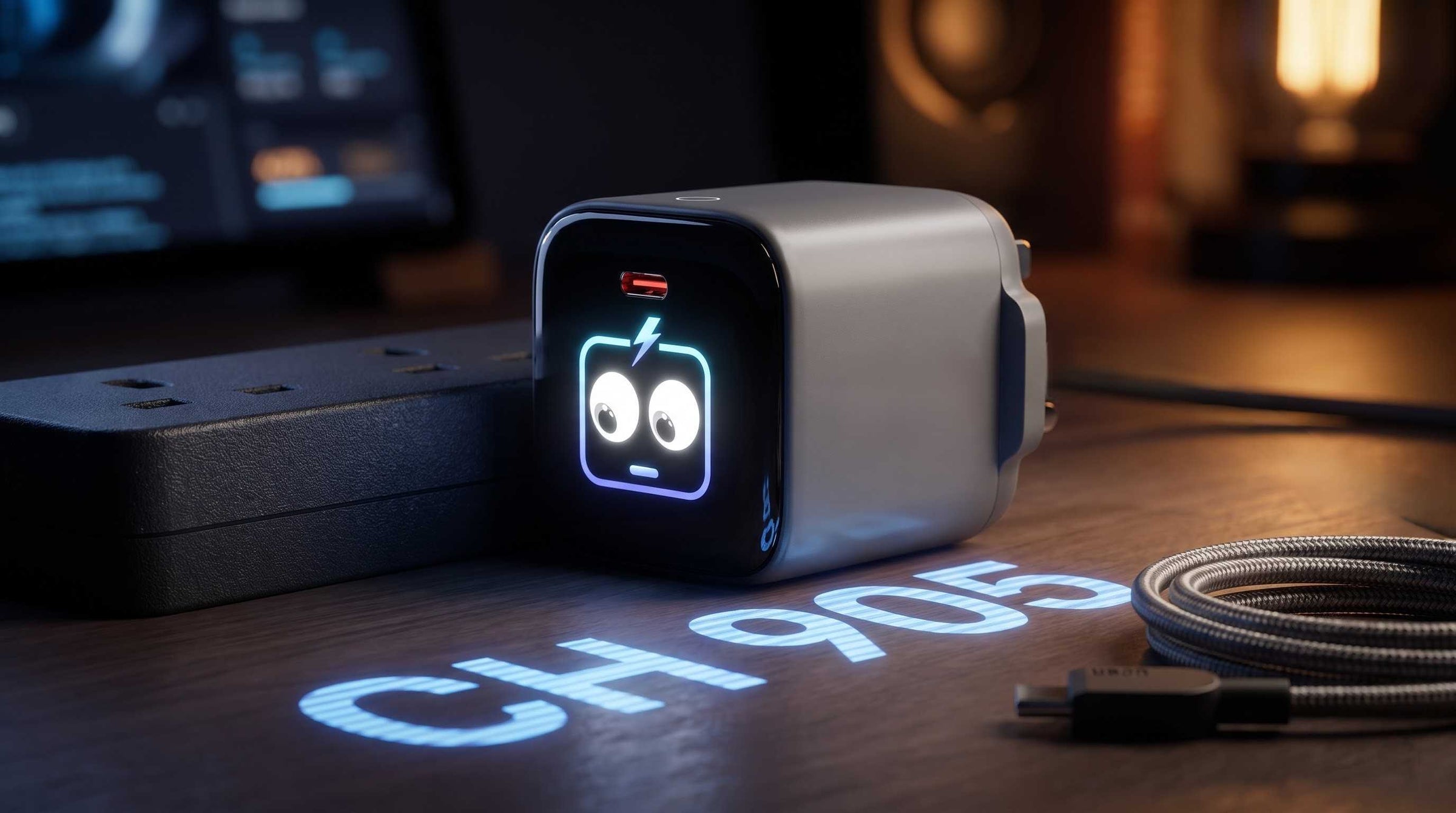 CH-905 AI GAN PD Charger | 45W Fast Charger with Smart Display With Type C to C Cable