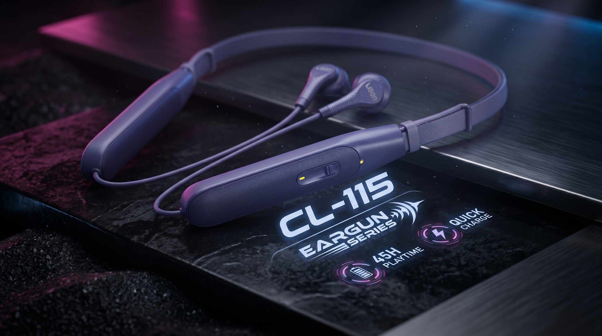 CL-115 Eargun Series Wireless Neckband | 45H Playtime, Quick Charge