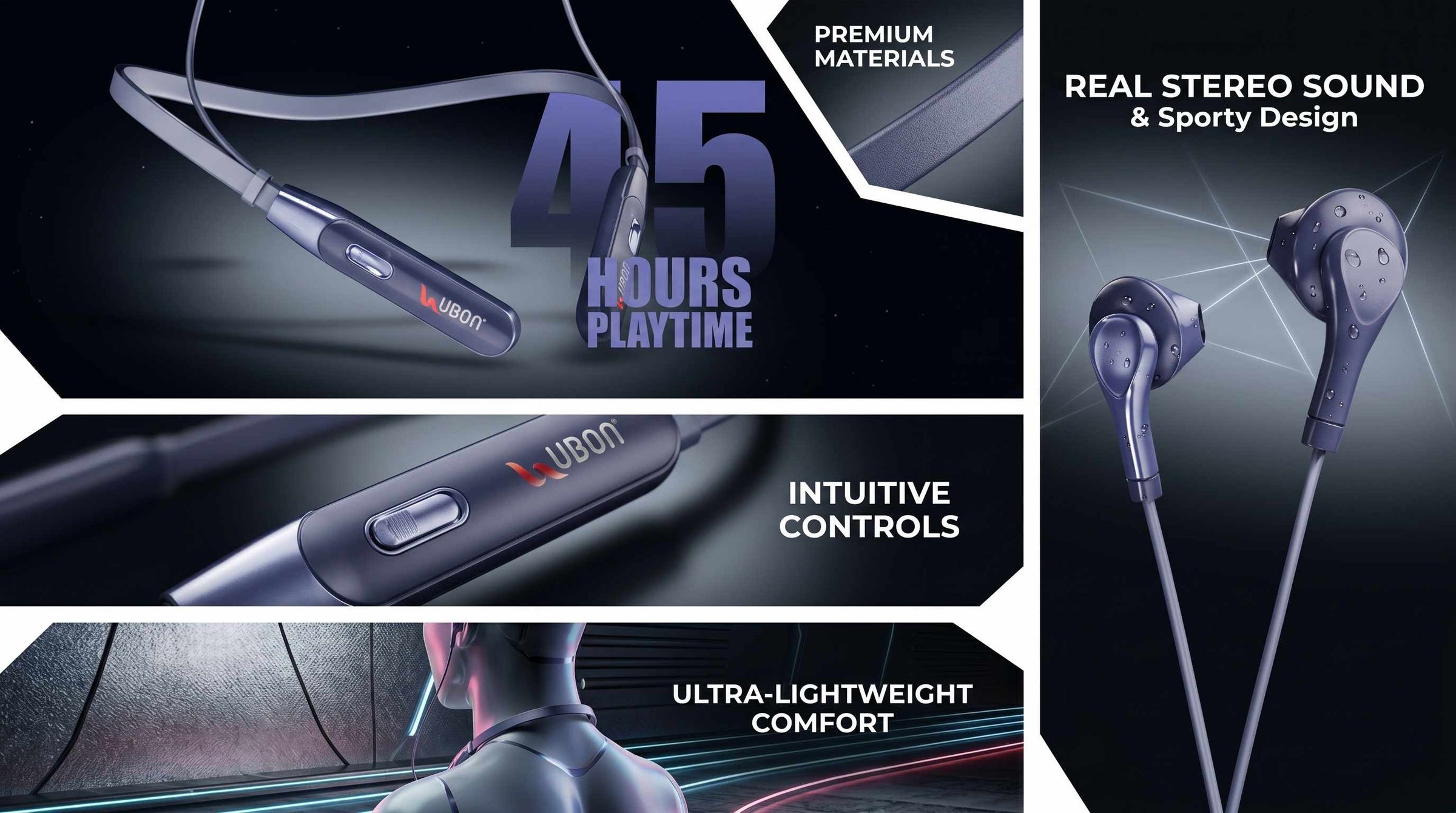 CL-115 Eargun Series Wireless Neckband | 45H Playtime, Quick Charge