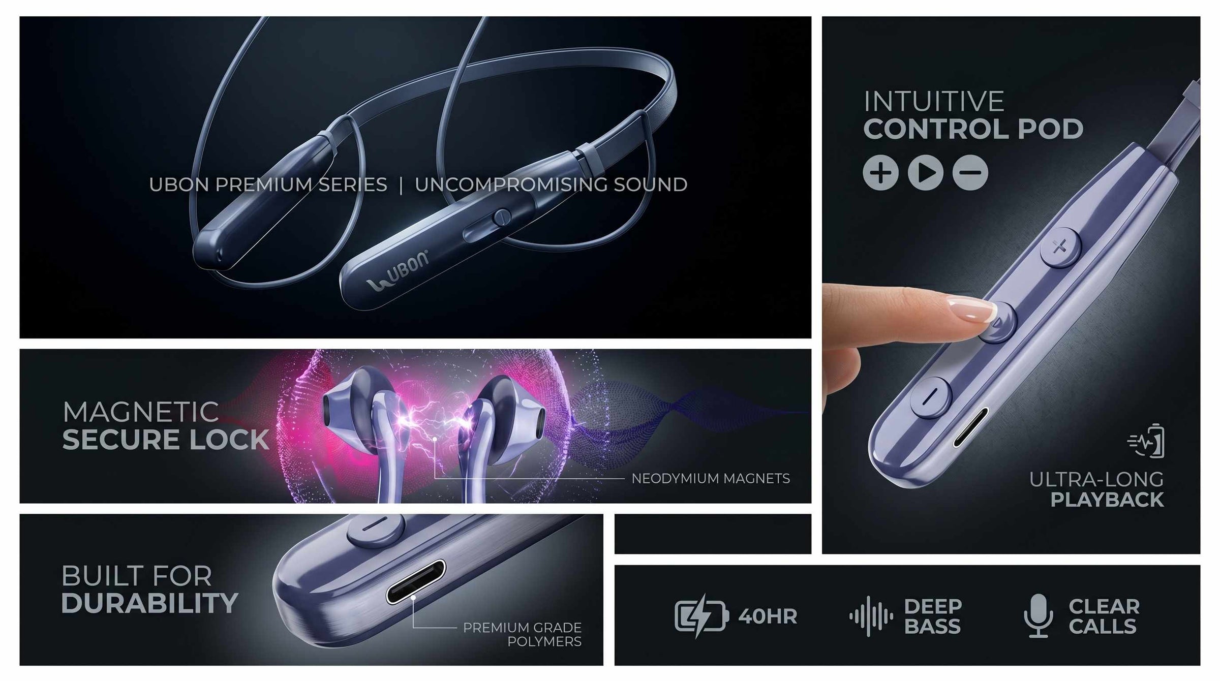 CL-115 Eargun Series Wireless Neckband | 45H Playtime, Quick Charge