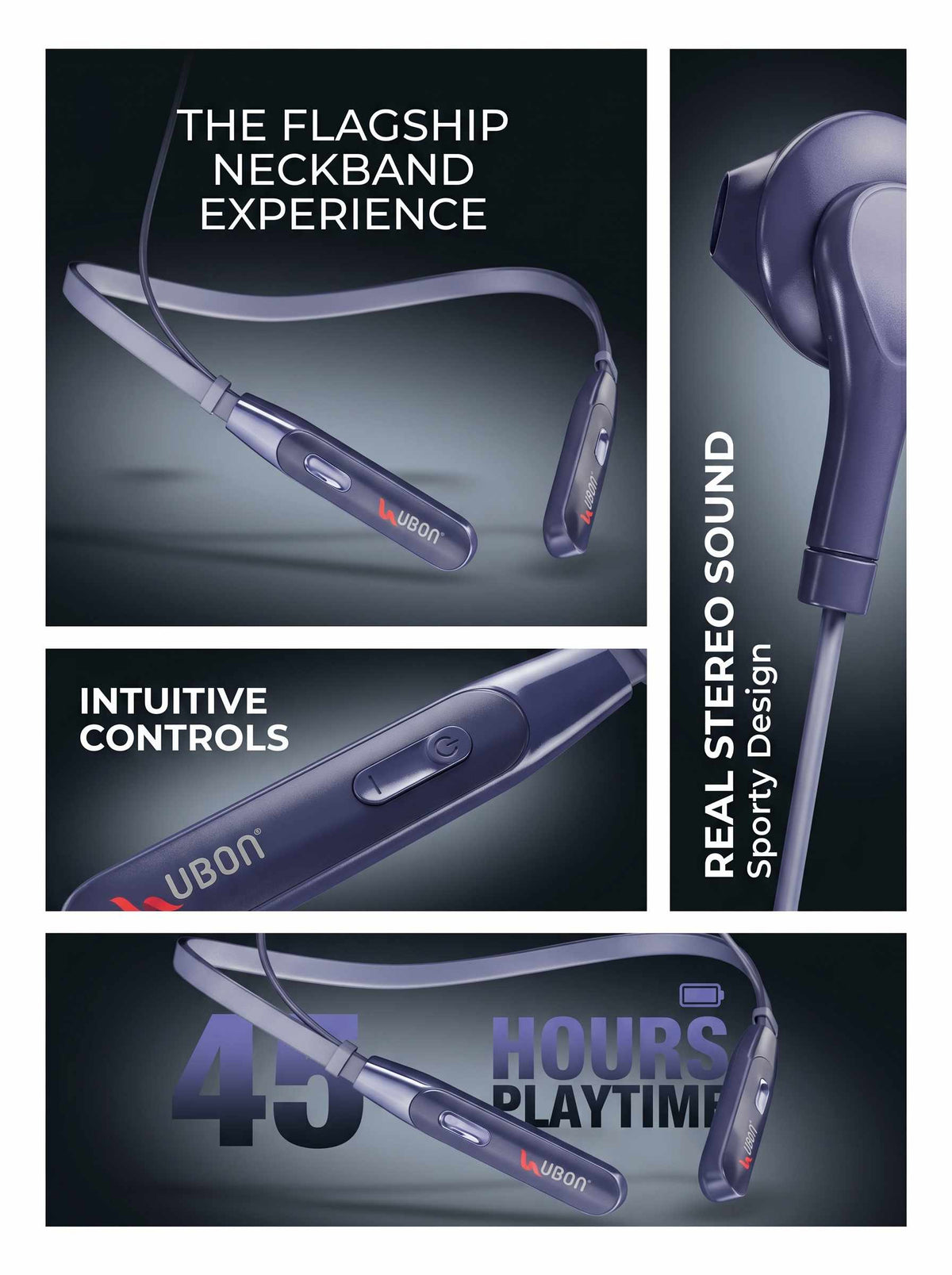 CL-115 Eargun Series Wireless Neckband | 45H Playtime, Quick Charge