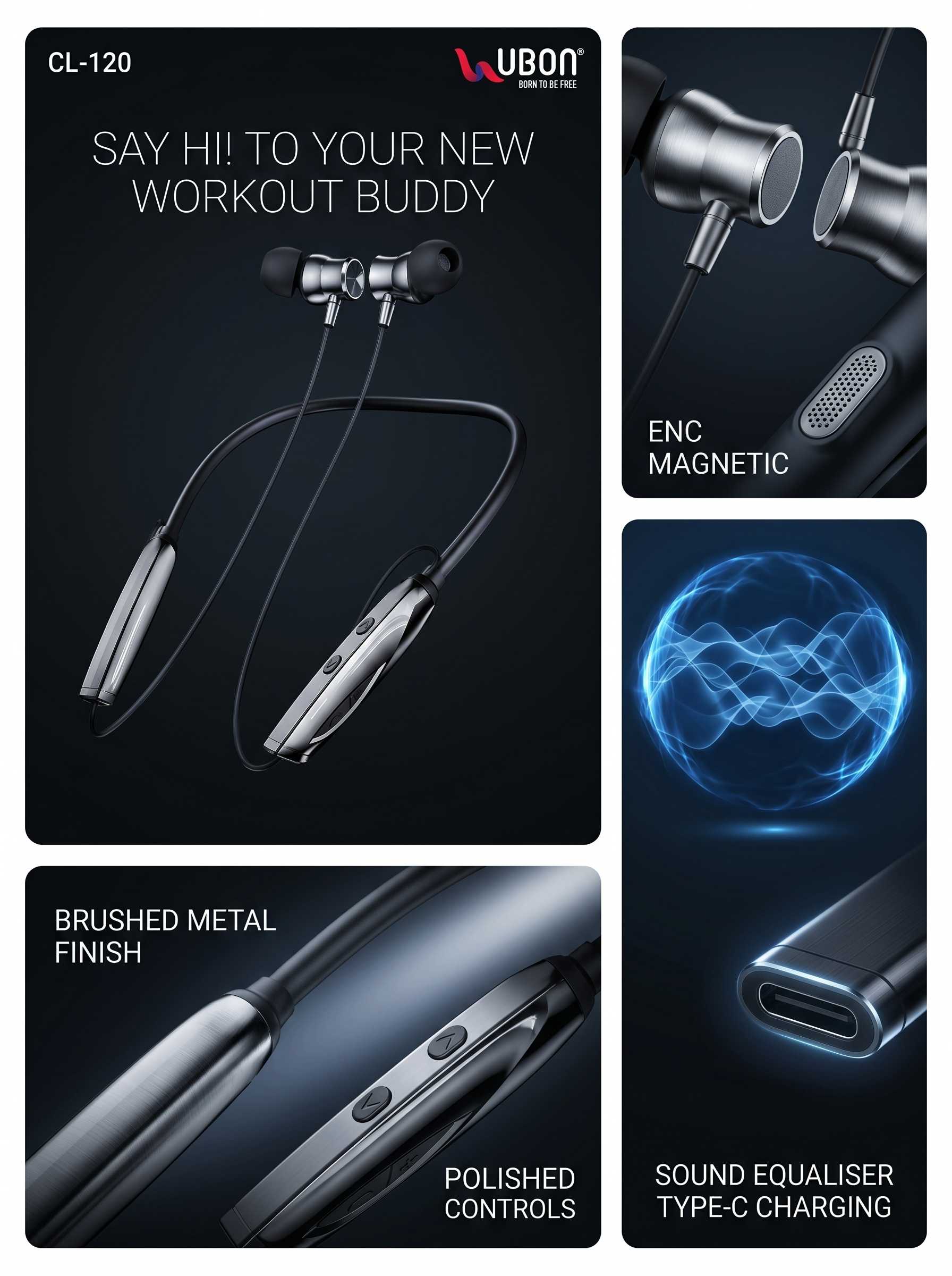 UBON CL-120 ENC Magnetic Wireless Neckband