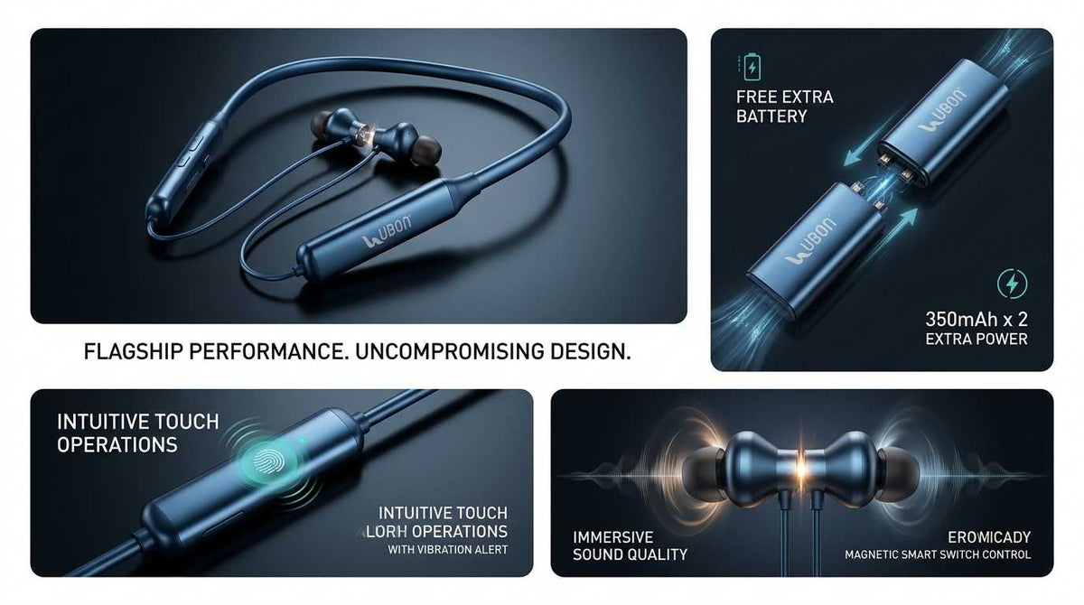 UBON CL-65 Vibration Series Neckband | 40H Playtime, Type-C Fast Charging