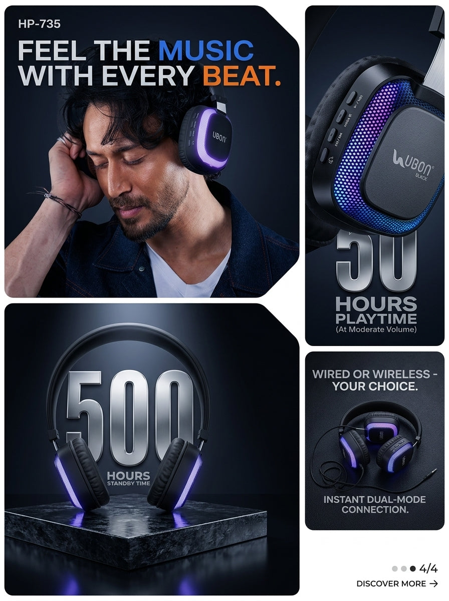 UBON HP-735 Light UP Series Headphones