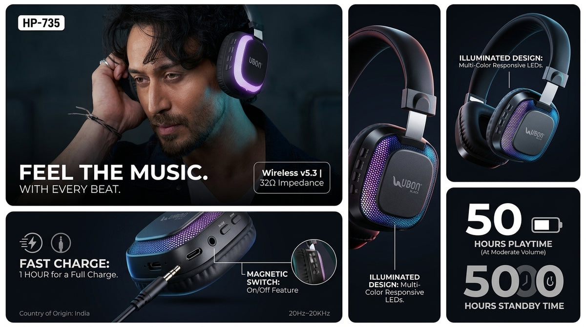 UBON HP-735 Light UP Series Headphones