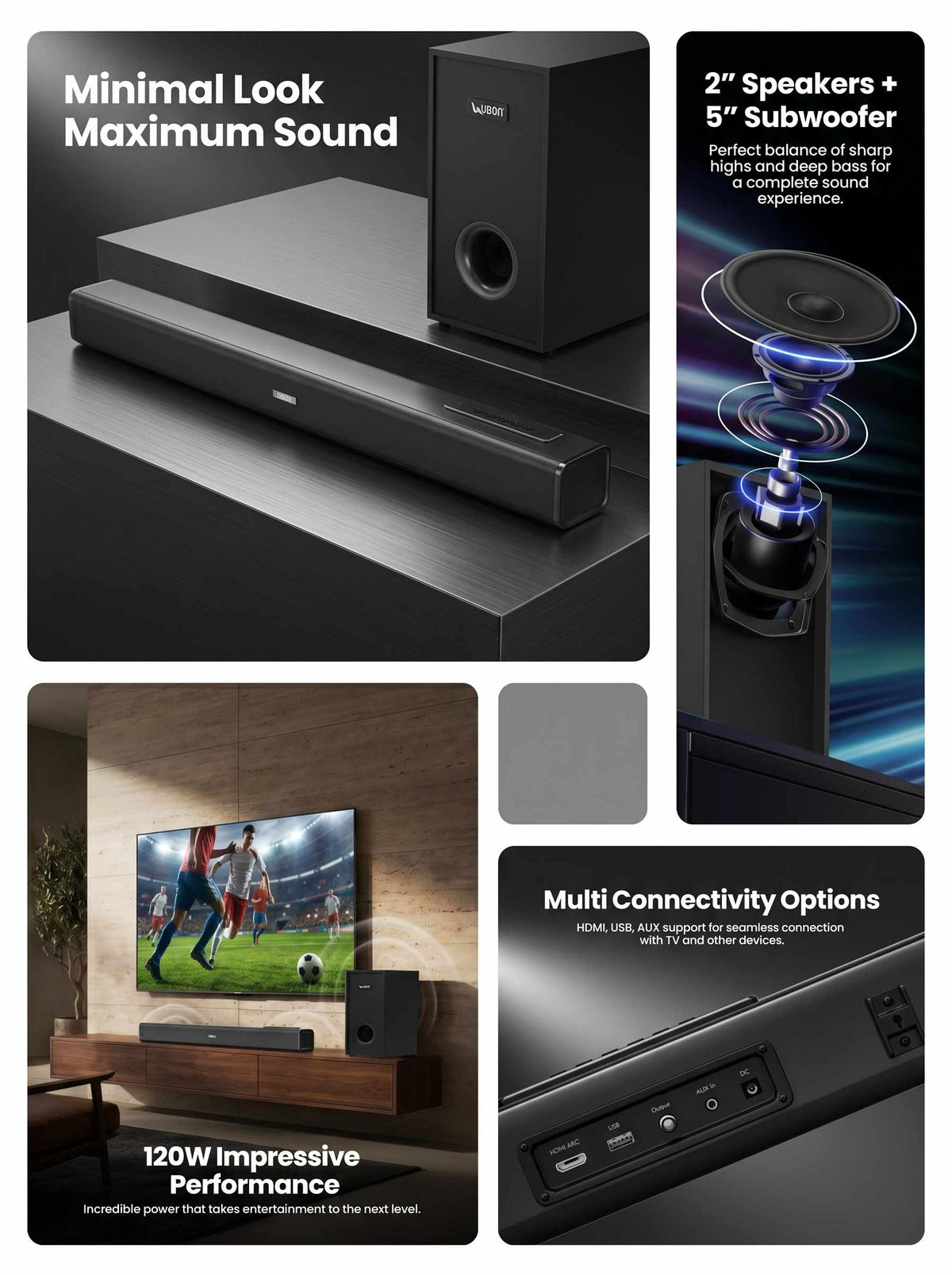 UBON HT-1580 Boom Bar Home TV Music System