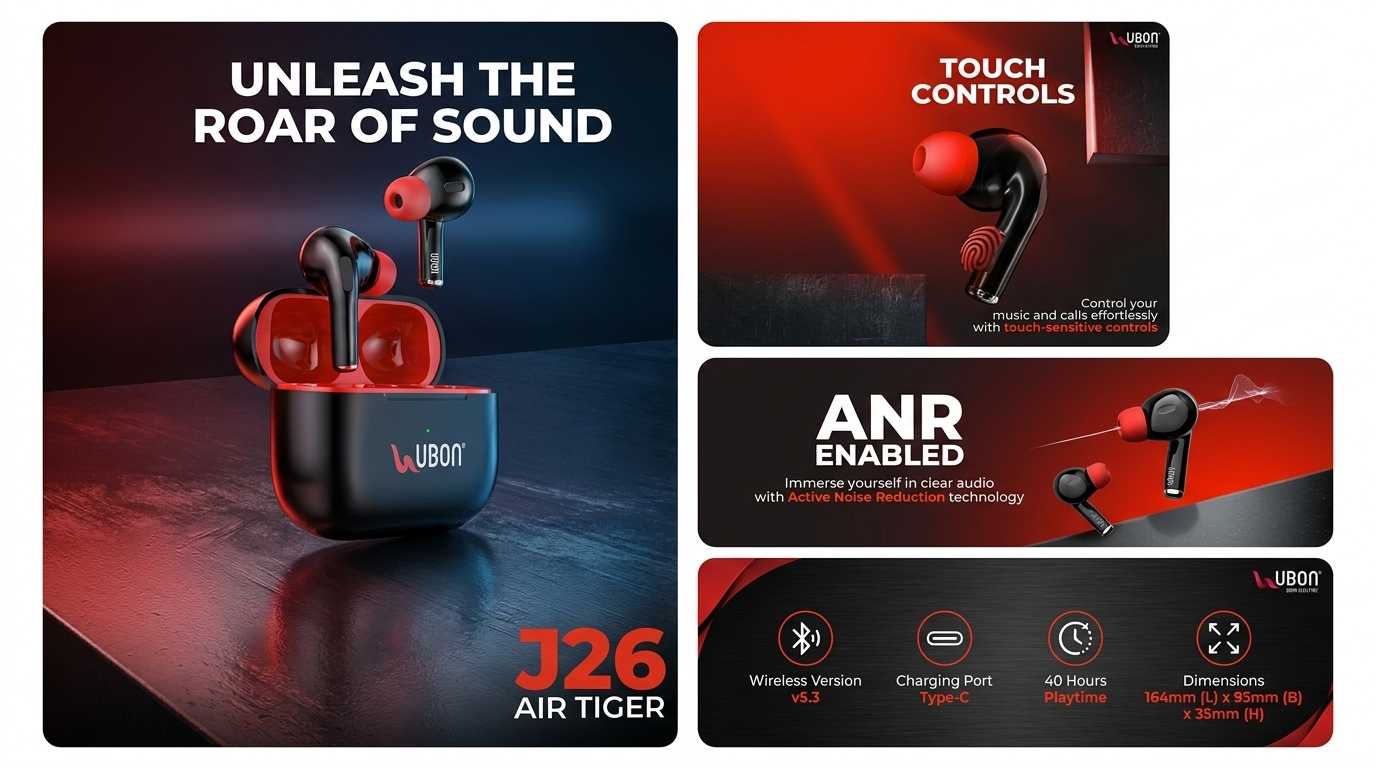 UBON J26 Air Tiger Wireless Earbuds: Real Music, Anytime, Anywhere