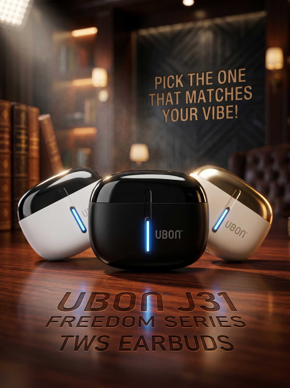 UBON J31 Freedom Series TWS Earbuds | 40Hrs Battery, Bluetooth v5.3, ENC Mic, Voice Assistant