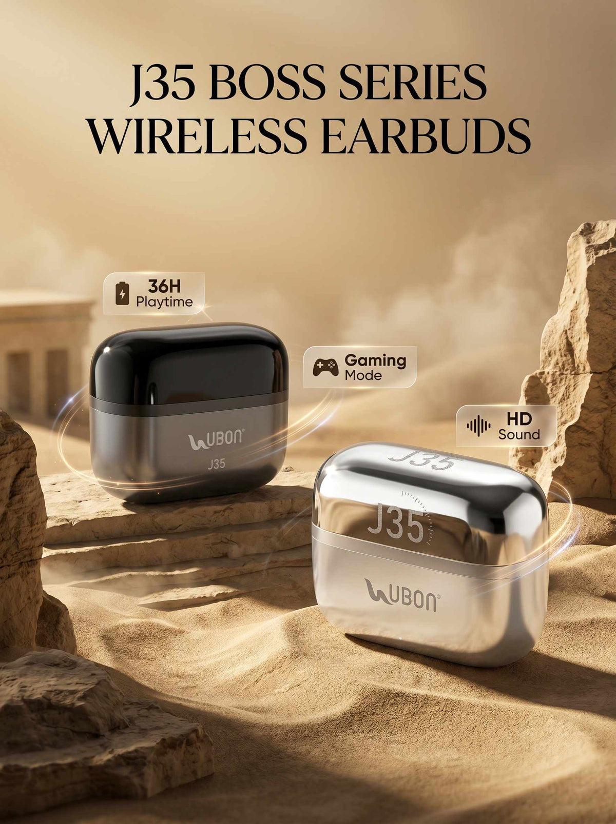 J35 Boss Series Wireless Earbuds | 36H Playtime, Gaming Mode, HD Sound