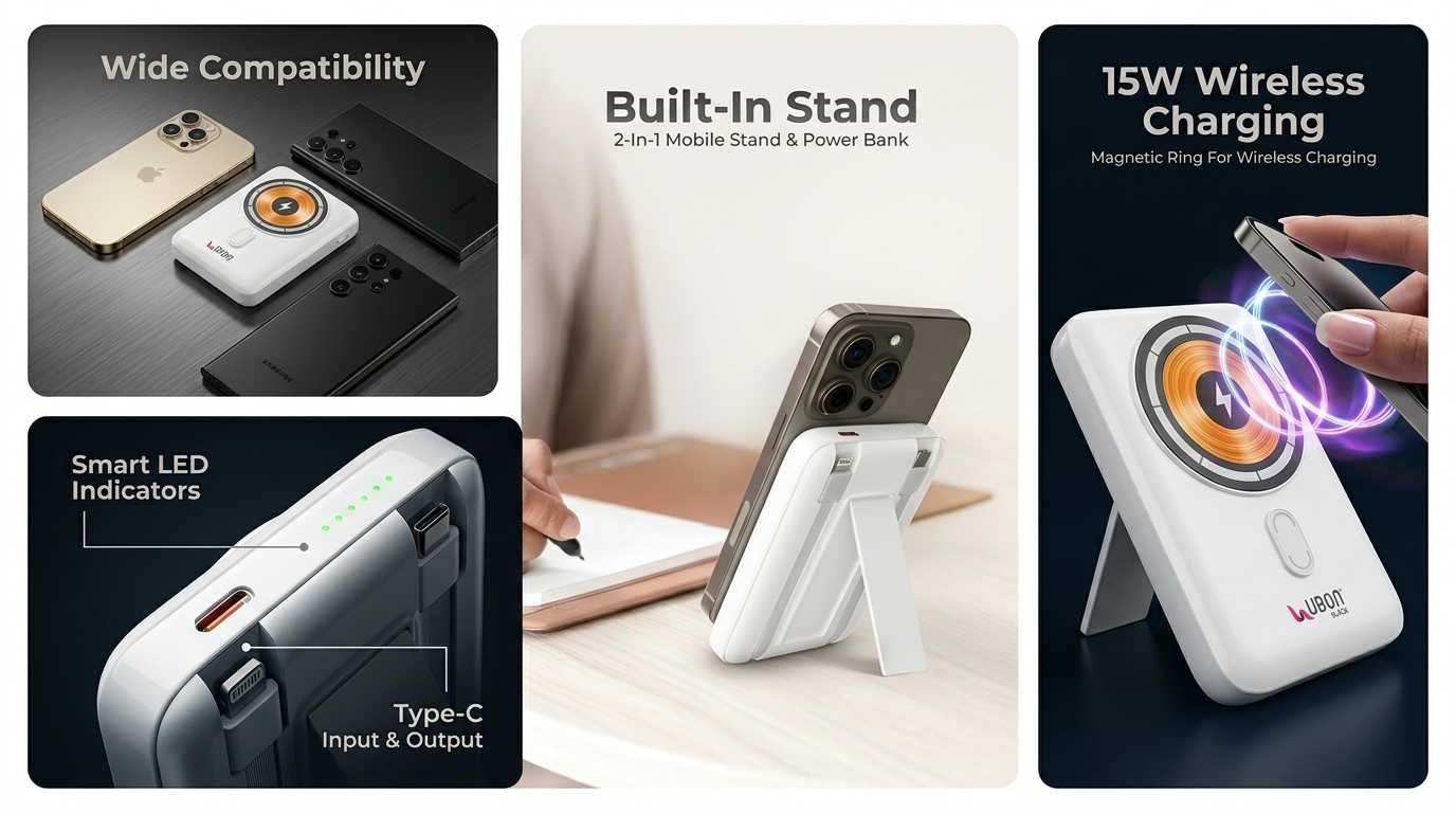 UBON PB-X106 Magno Power 10000mAh Magnetic Wireless Charging Power Bank