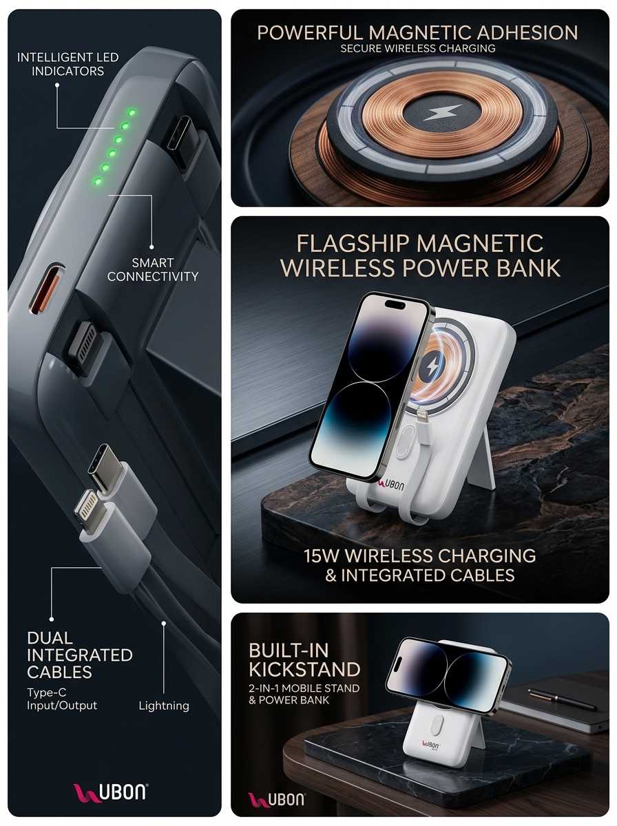 UBON PB-X106 Magno Power 10000mAh Magnetic Wireless Charging Power Bank