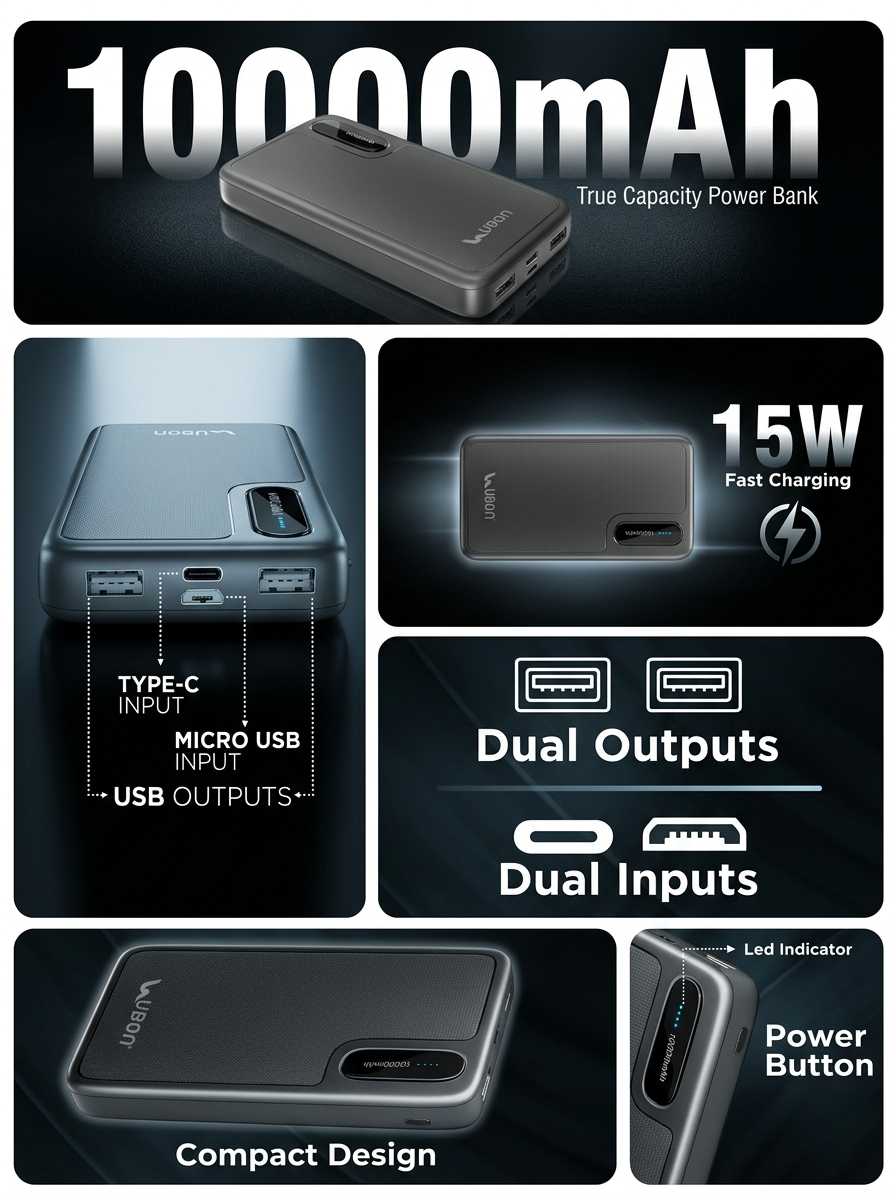 PB-X31 Pro Power Punch Powerbank – 10000mAh Fast-Charging Powerhouse with Dual USB Output and Intelligent Protection