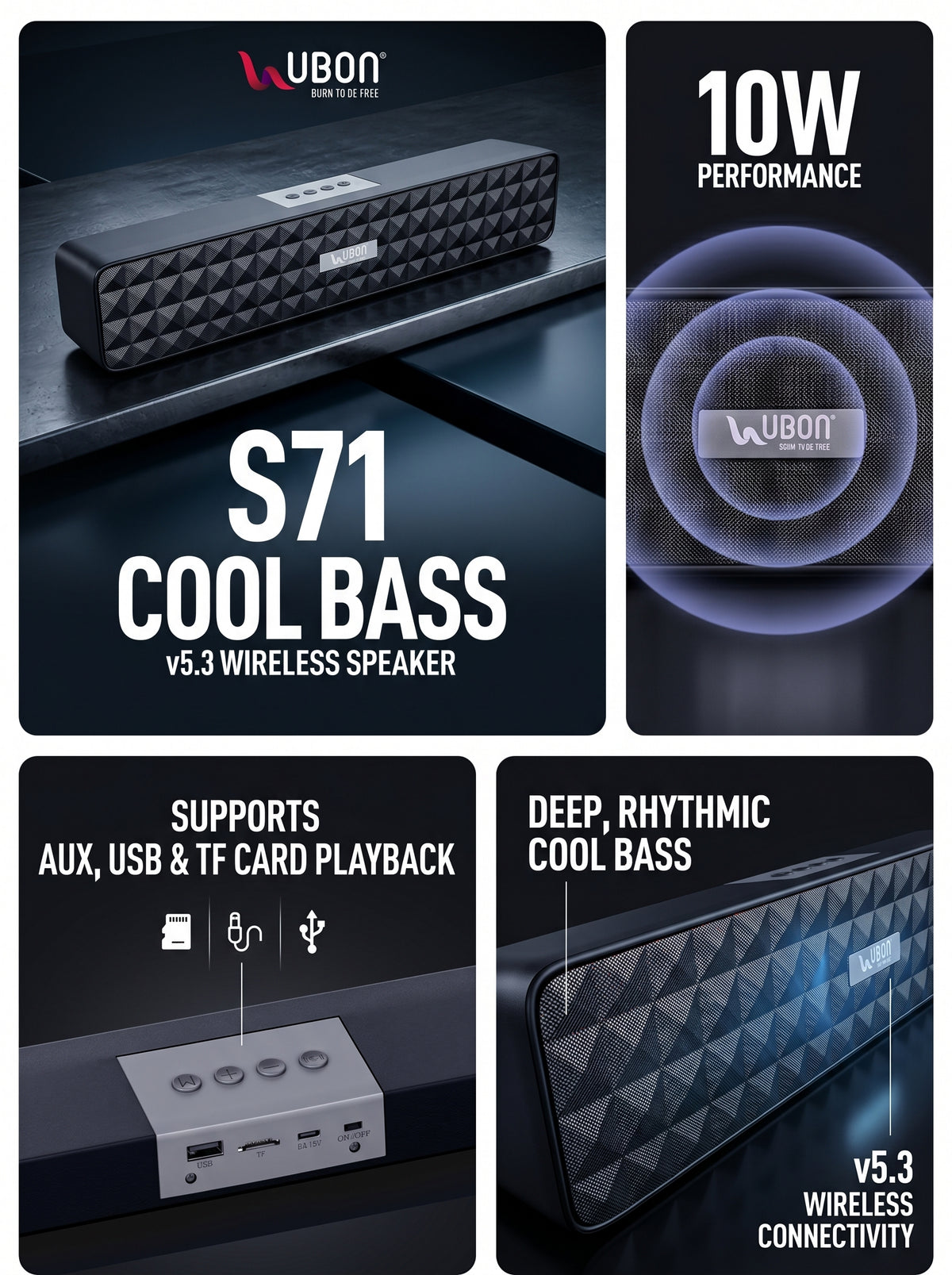 UBON S-71 Cool Bass Wireless Speaker