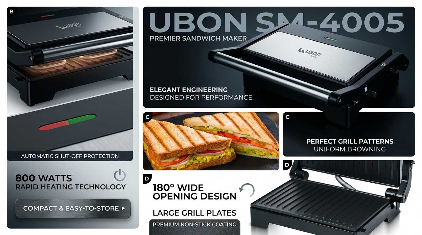 SM-4005 Grill Sandwich Maker | 800W Power, Non-Stick Plates