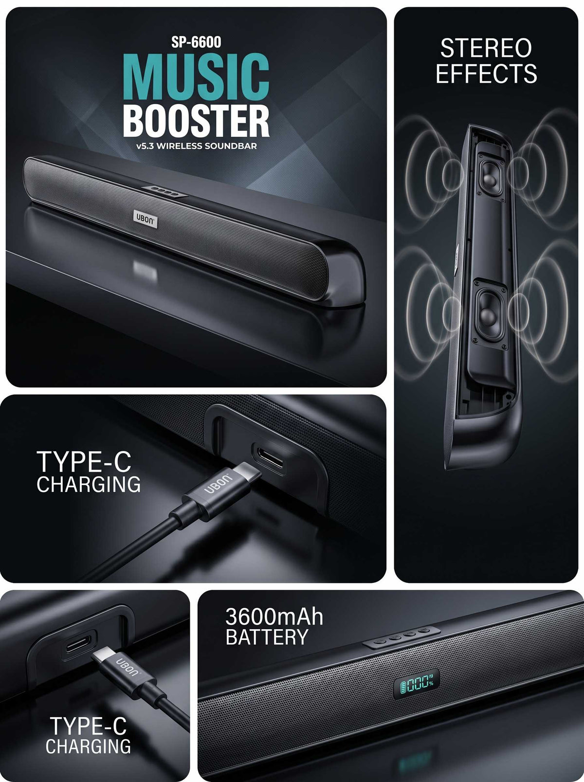 UBON SP-6600 Music Booster Wireless Soundbar