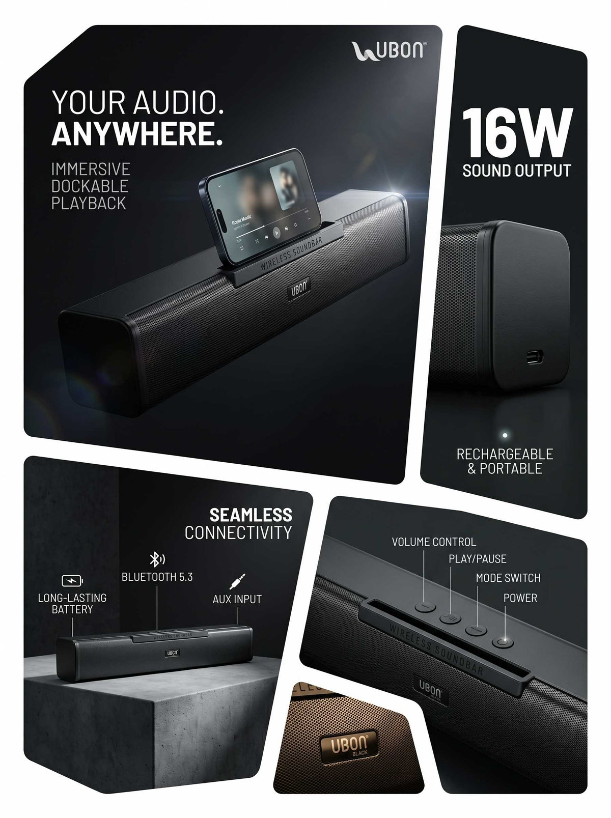 UBON SP-80 Thunder Series Wireless Speaker