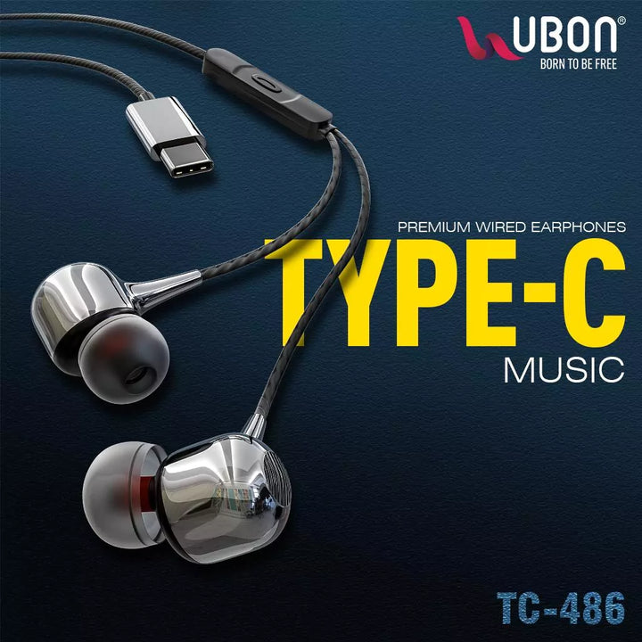 Ubon Type C TC 486 Wired Earphones ubonindia