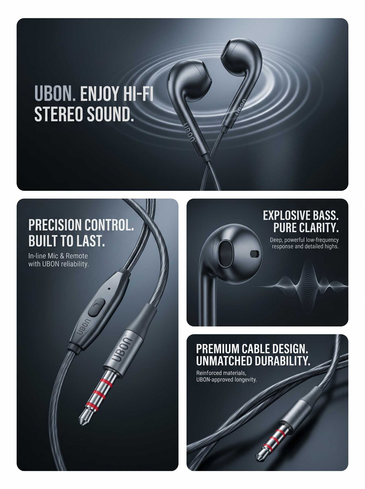 UBON UB-780 Champ Earphones – Street Beats Series with Hi-Fi Stereo Sound & Explosive Bass