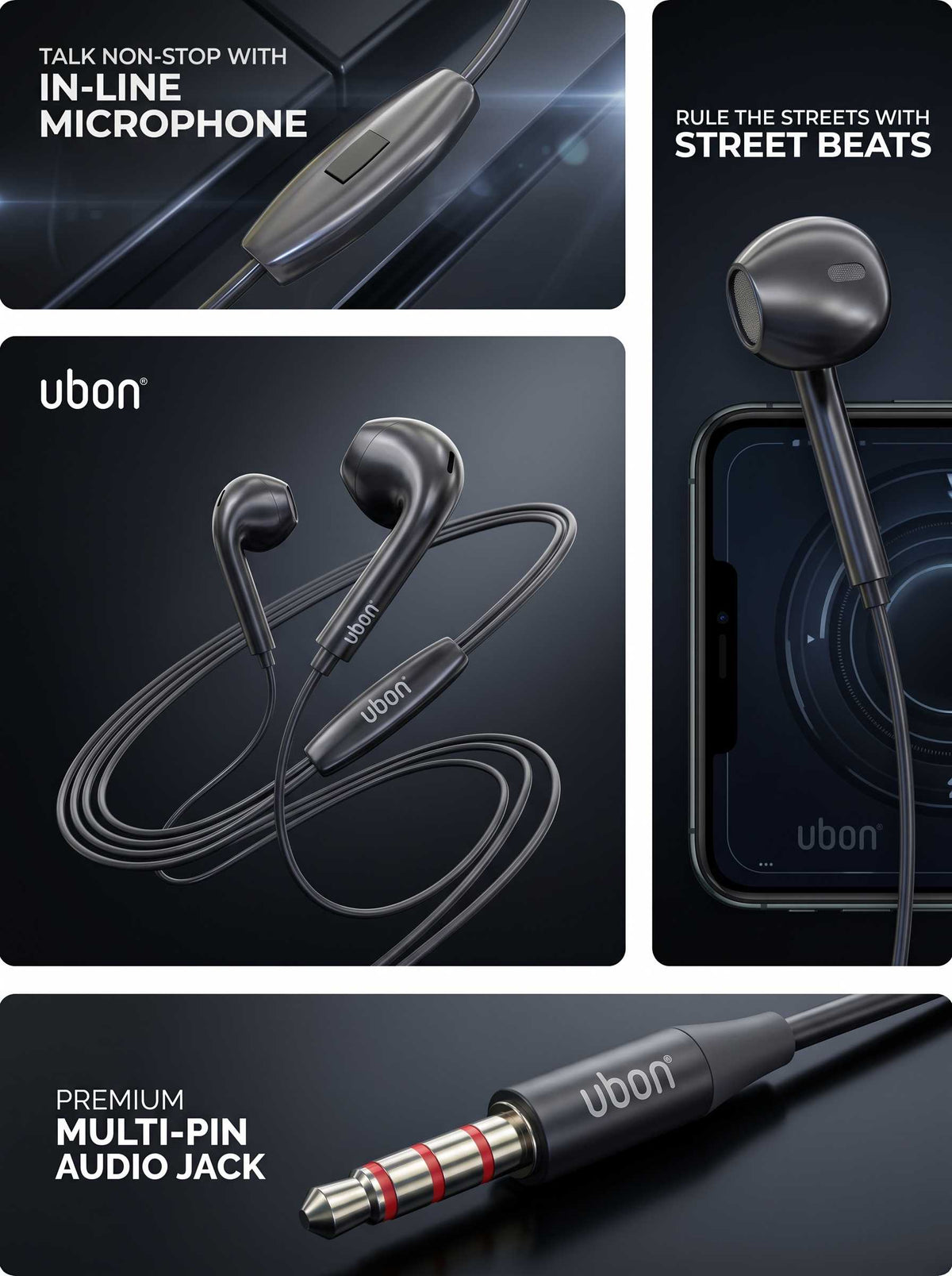 UBON UB-780 Champ Earphones – Street Beats Series with Hi-Fi Stereo Sound & Explosive Bass