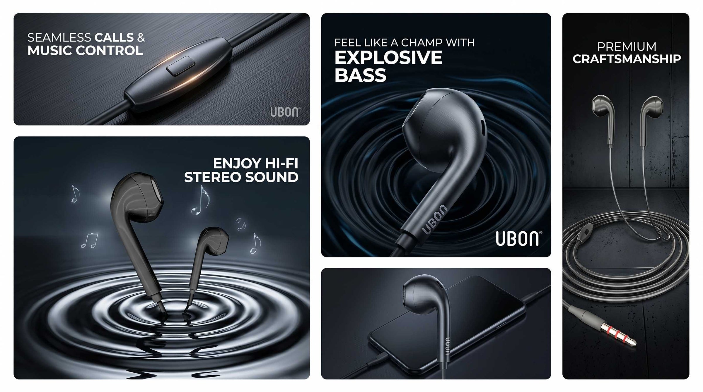UBON UB-780 Champ Earphones – Street Beats Series with Hi-Fi Stereo Sound & Explosive Bass