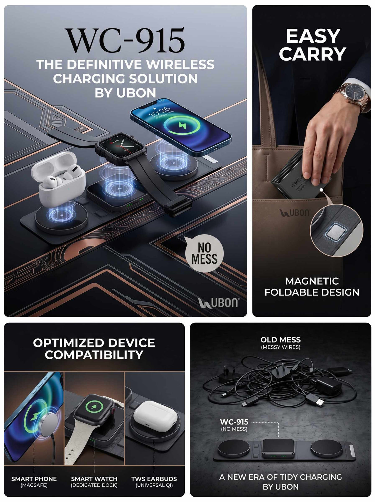 WC-915 3-in-1 Charging Station Pro | 22W Magnetic Wireless Fast Charger