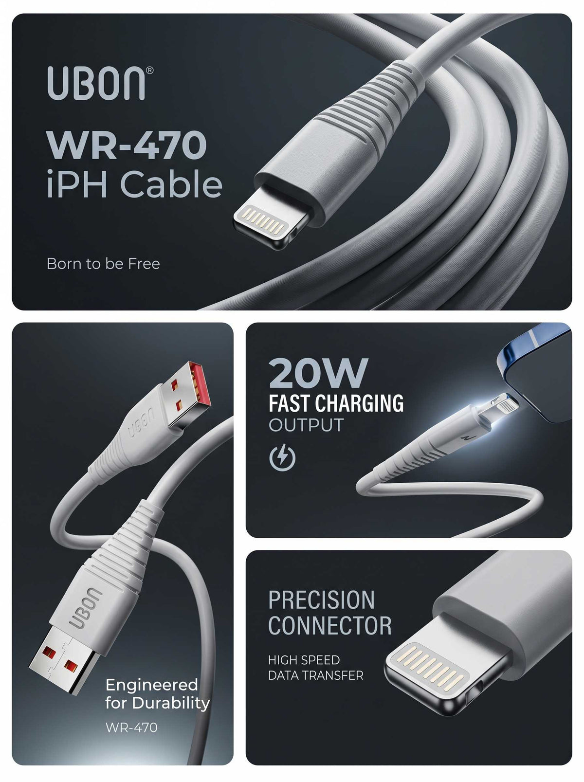 UBON WR-470 Deluxe Cable: The Best Quality Data Cable with iPh charging