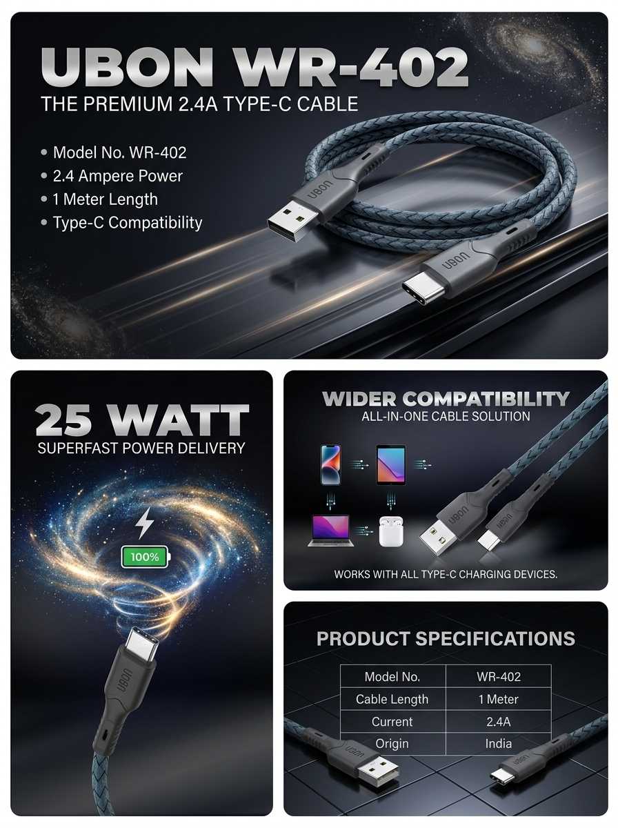 UBON Power Master WR-402 Type-C Cable