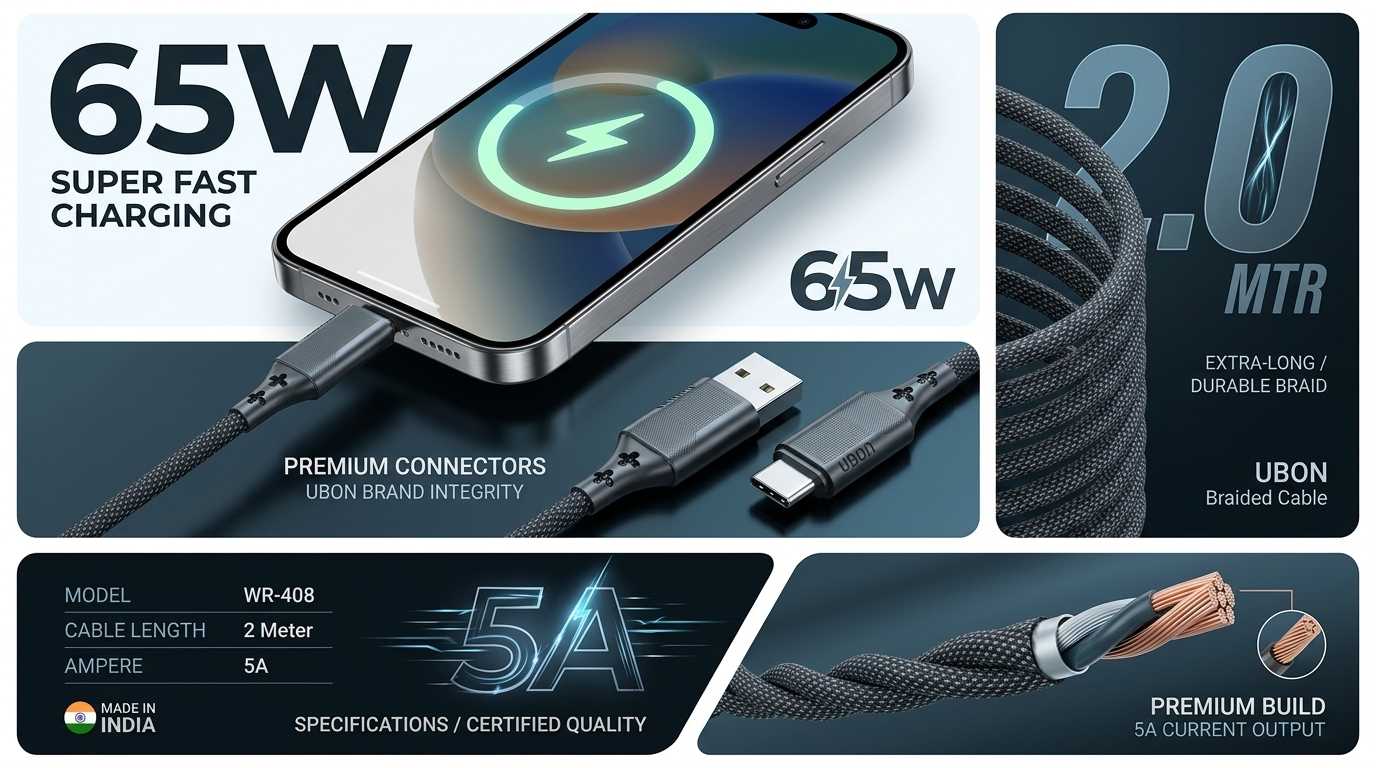 UBON WR-408: The Ultimate Type-C Braided Cable for Speed, Durability, and Convenience