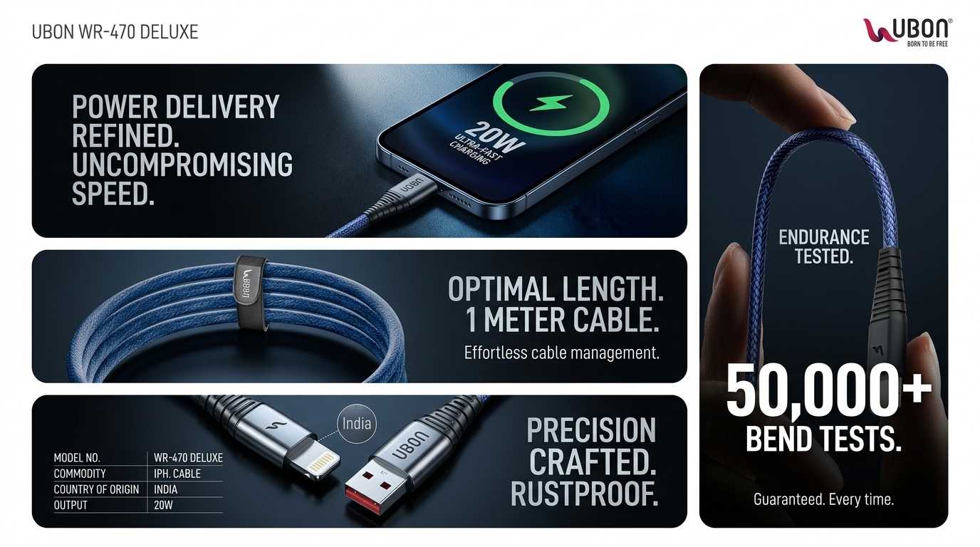 UBON WR-470 Deluxe Cable: The Best Quality Data Cable with iPh charging