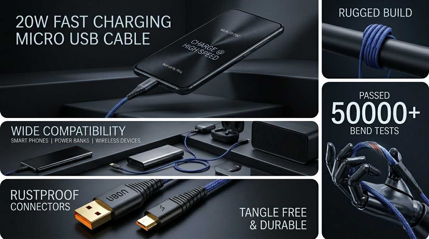 UBON 20W WR-550 Deluxe Micro USB Cable