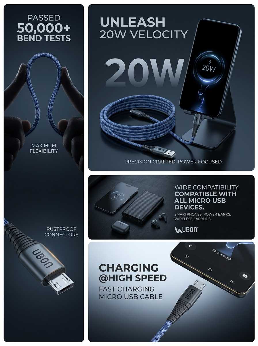 UBON 20W WR-550 Deluxe Micro USB Cable